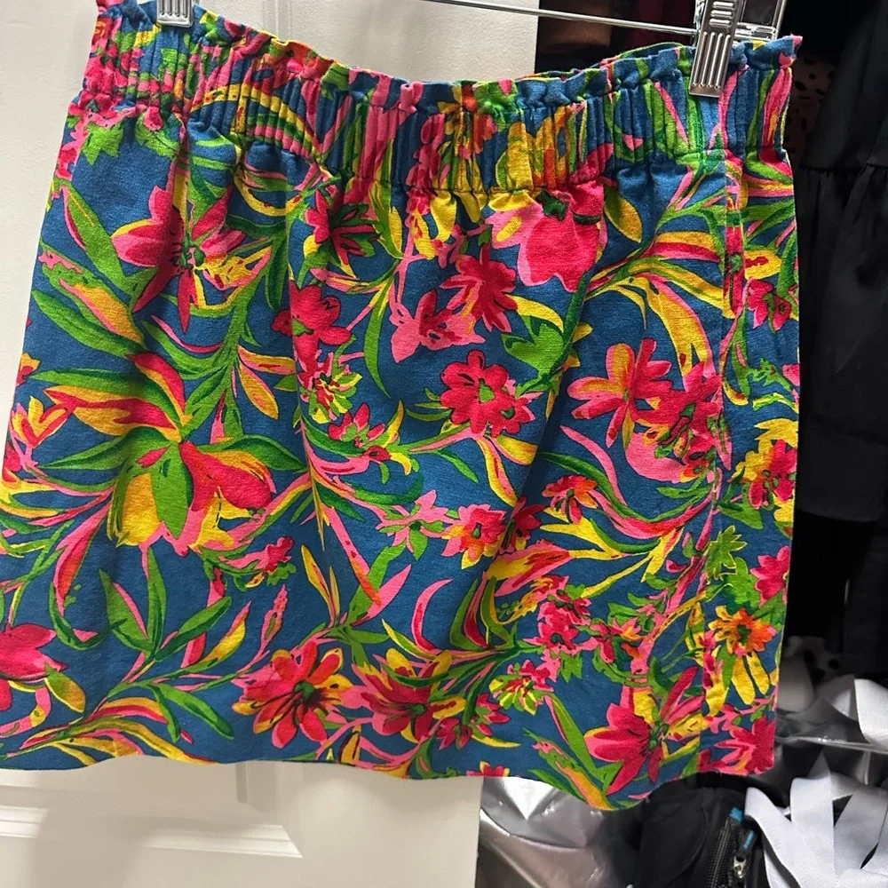 J. Crew Bright Floral Blue, Pink & Yellow Elastic Waist Skirt - Size 6